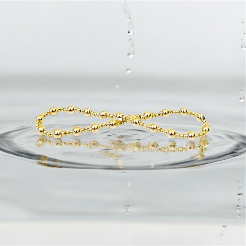 Bracelet gold beads beaded stretchy, Waterproof no tarnish bracelets, al…